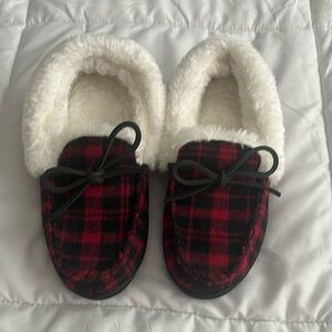 Buffalo plaid slippers